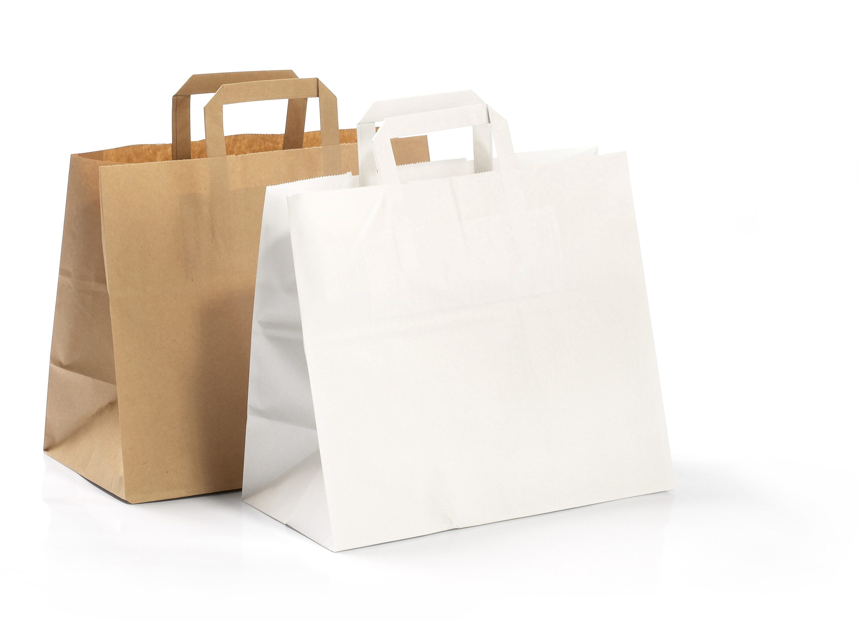 Papiertaschen 320+170x270 mm 70 g/m² braun kraft, mit flachen Griffen