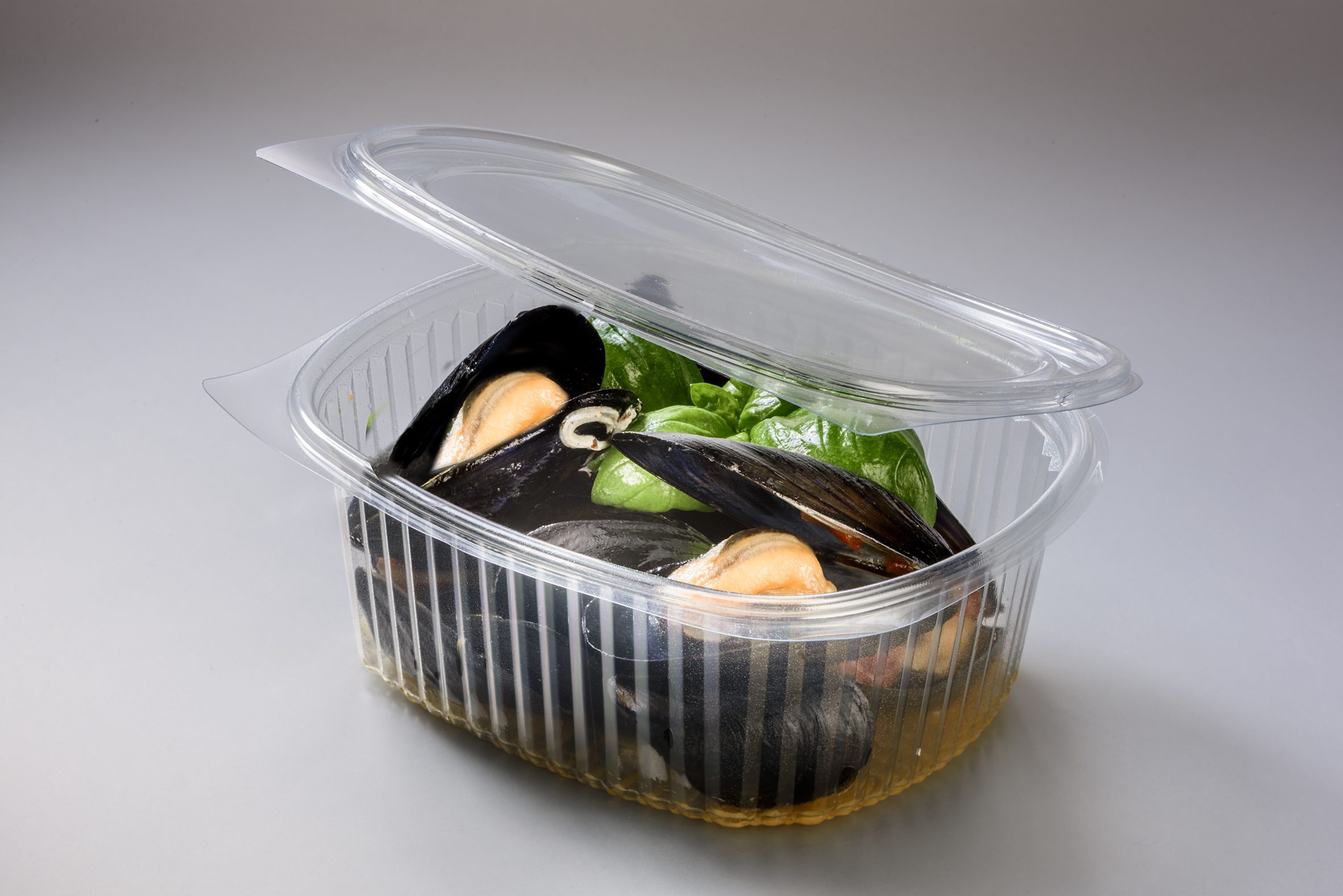 Salatschalen oval transparent, PET, 375ml   VOO511, 100% recyclable