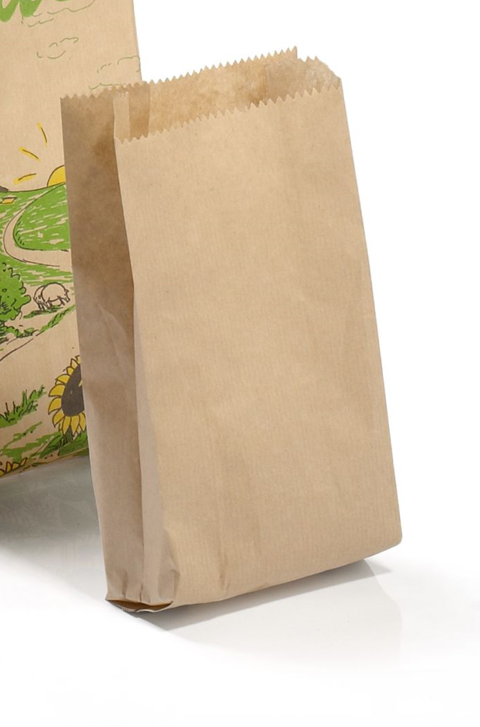 Faltenbeutel 56 braun (1,5 kg), 40 g, Maße: 16+6x28 cm, Kraftpapier, gefädelt, ohne Druck