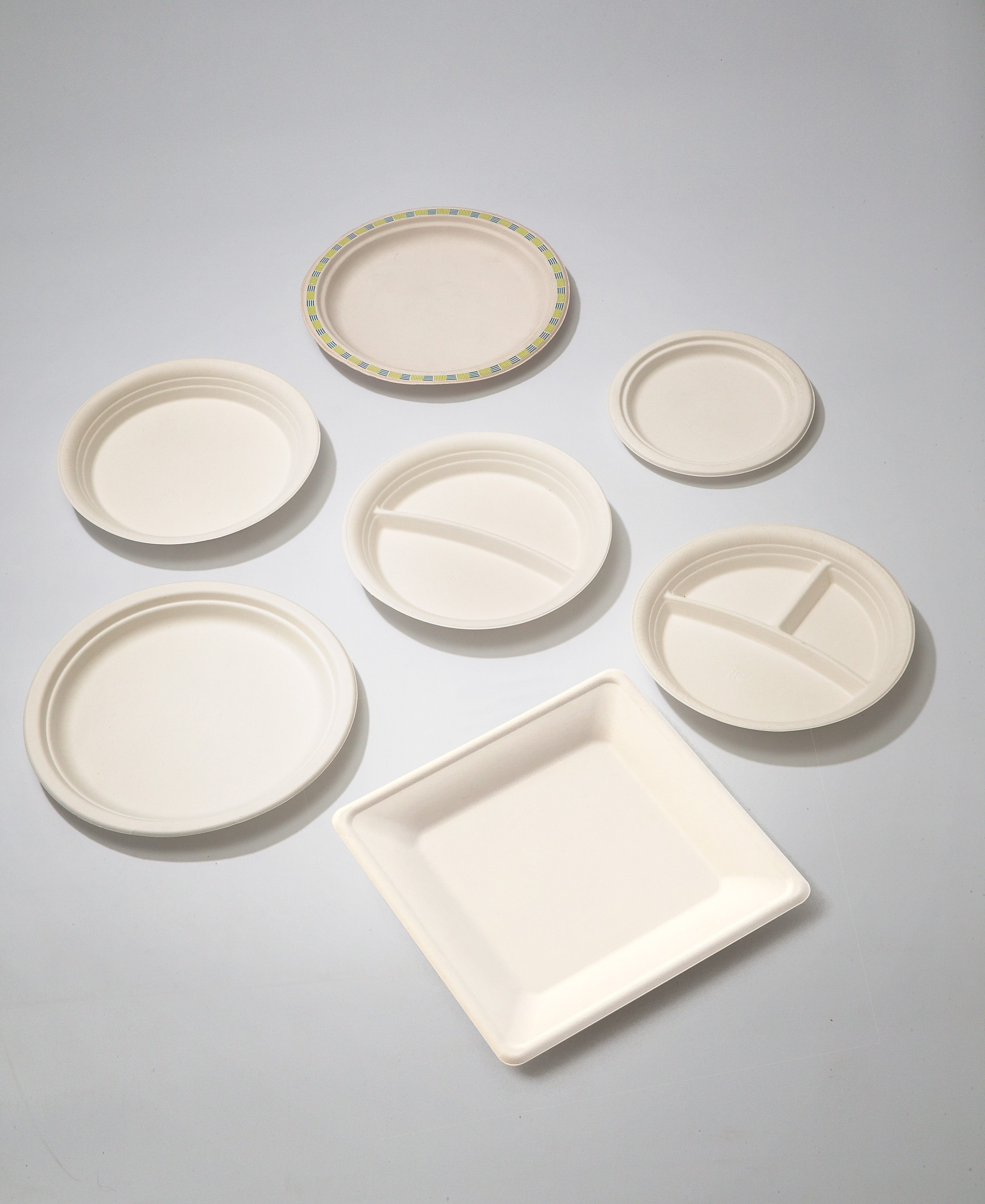 Bagasse Teller rund 22-1, ungeteilt, 225x20 mm