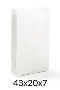 Bäckerbeutel WZ 435, 40 g, 20+7x43 cm, weiß, o. D.
