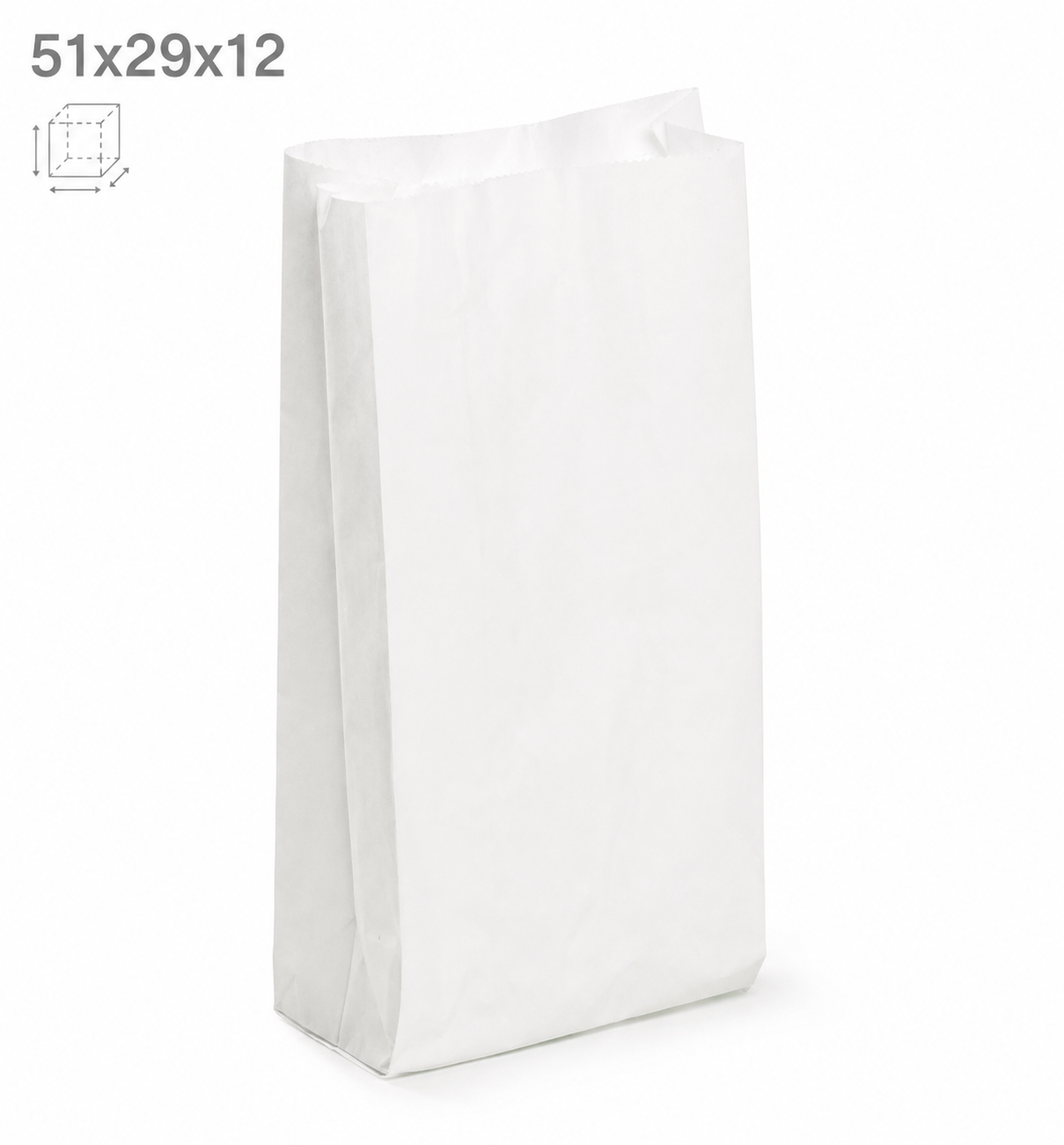 Bäckerbeutel 438, 29+12x51 cm, gebleicht Natron, weiß, 40 g, o. D.