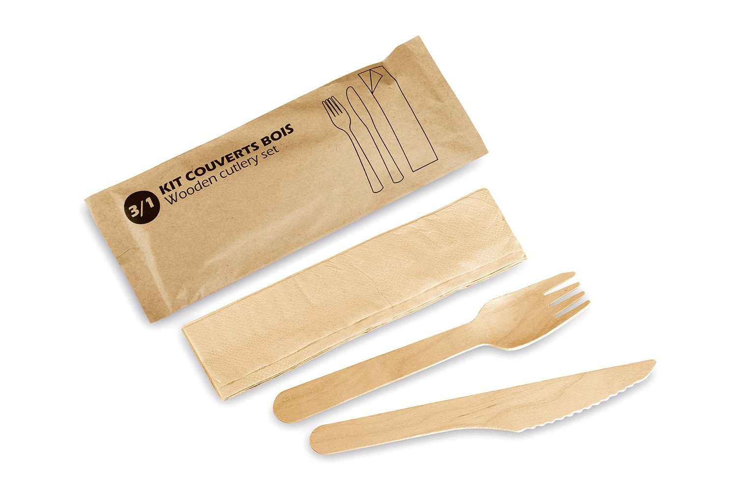 Gabel+Messer (Holz)+Serviette