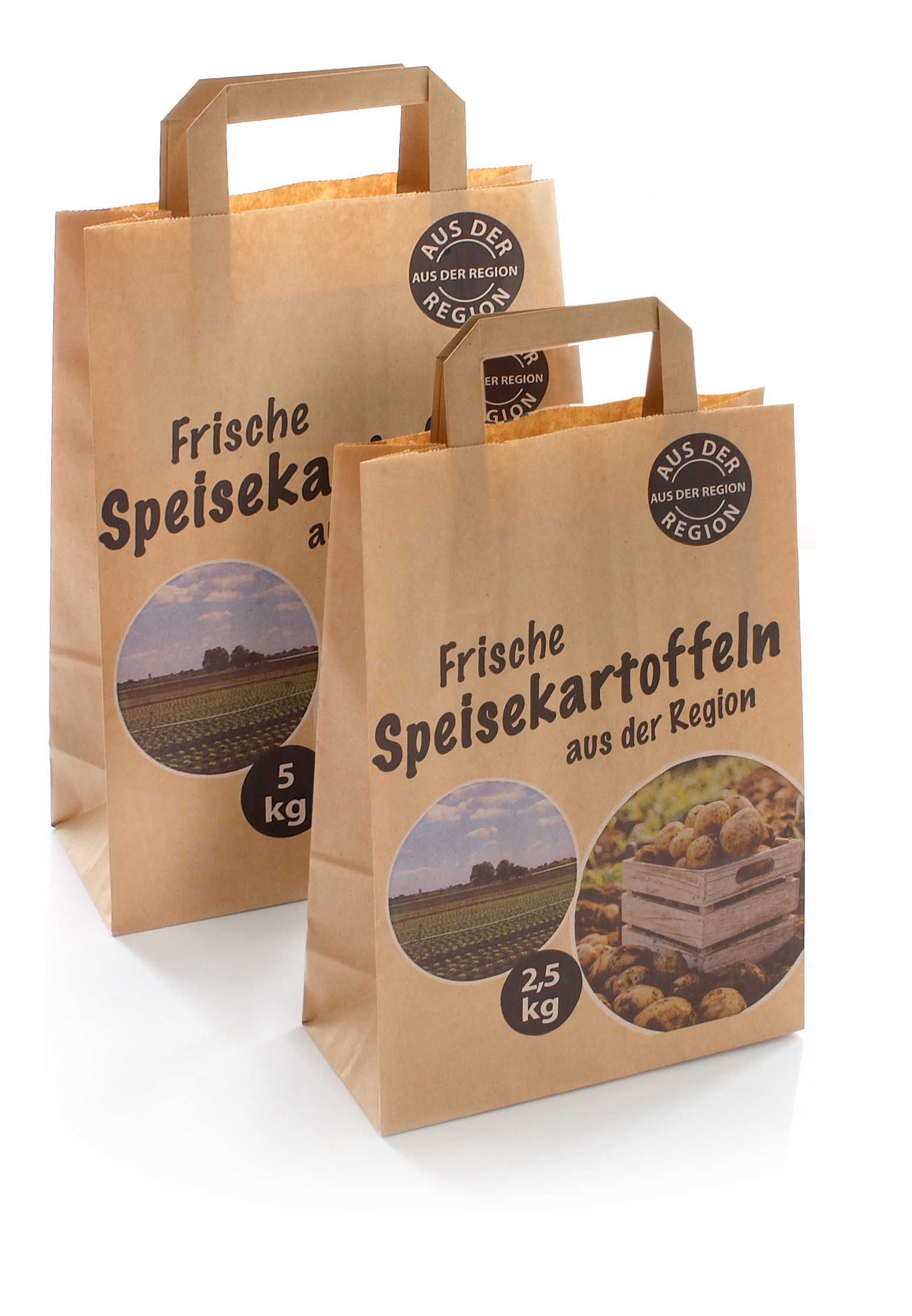 Papiertragetasche Speisekartoffeln ,,Aus der Region'', 2,5 kg, 22+10x31cm