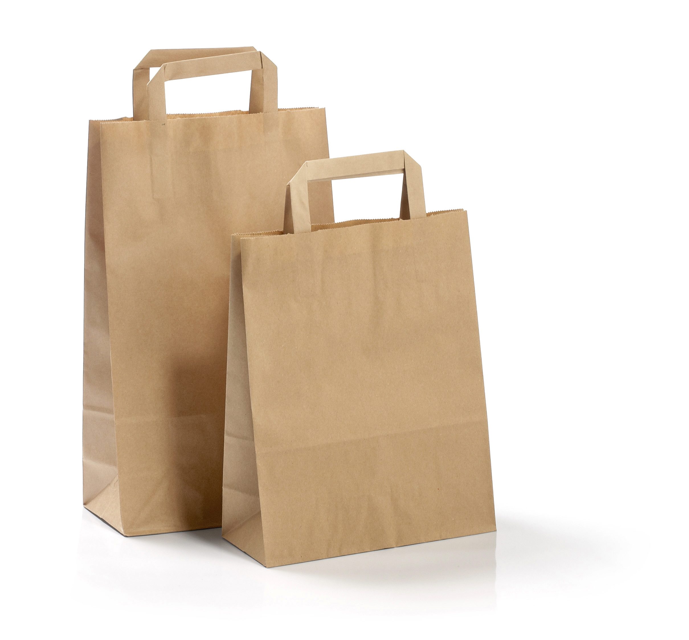 Papiertaschen 220+100x280 mm 70 g/m² braun kraft, mit flachen Griffen