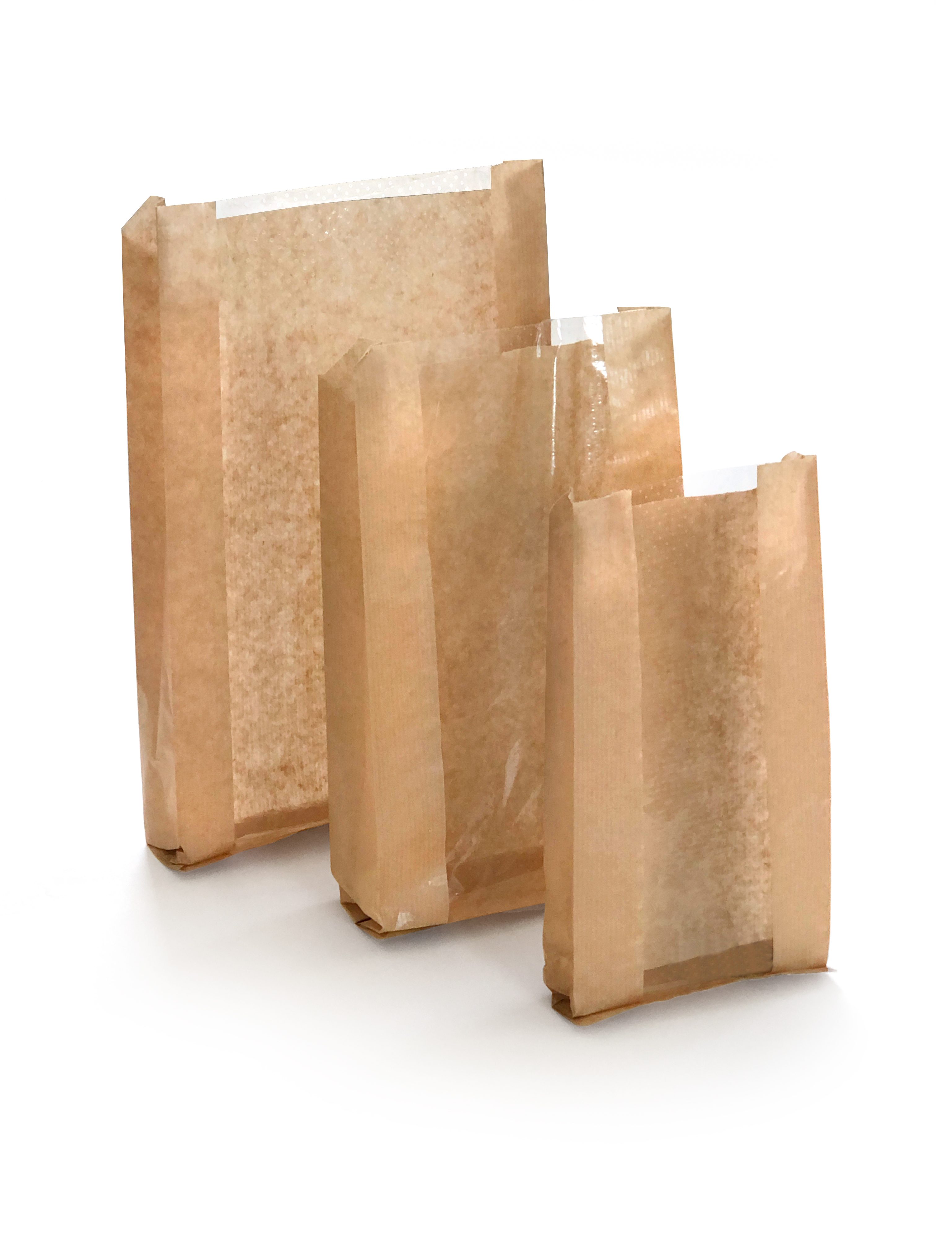 Bäckerbeutel 20+4x32, 35g/M2, braun, mit Sichtfenster