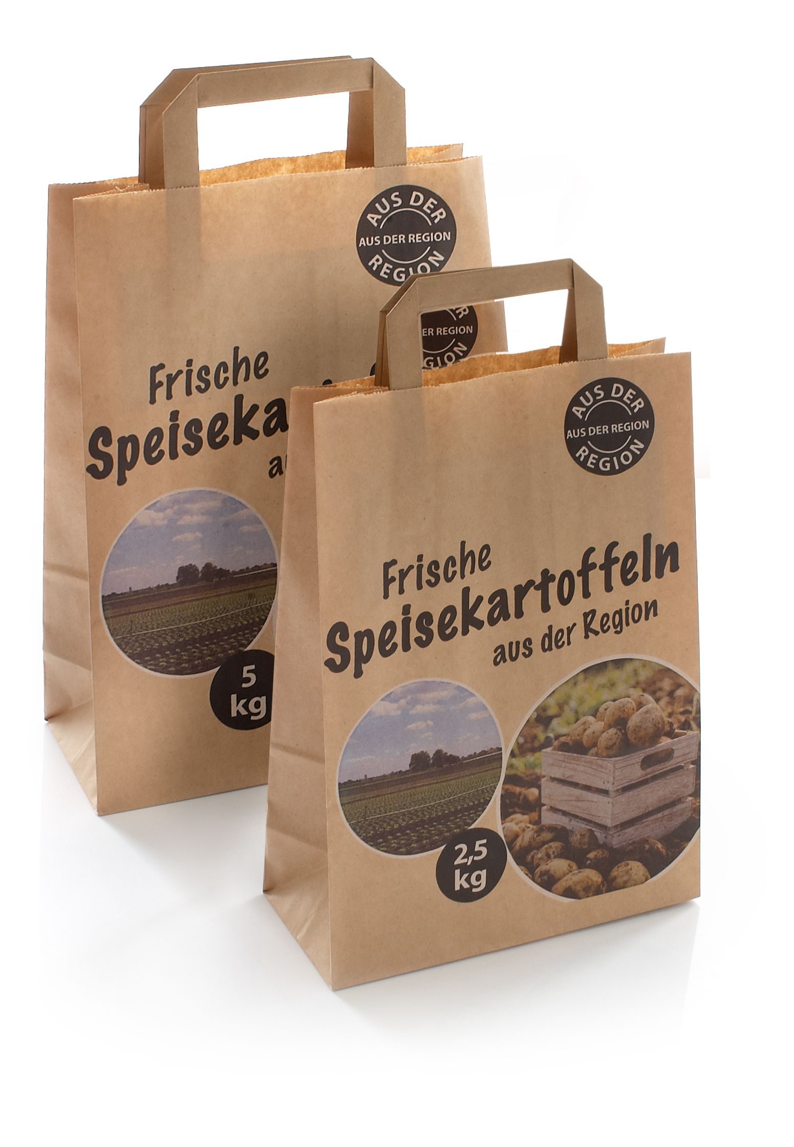 Papiertragetasche Speisekartoffeln ,,Aus der Region'', 5,0 kg, 22+10x36cm