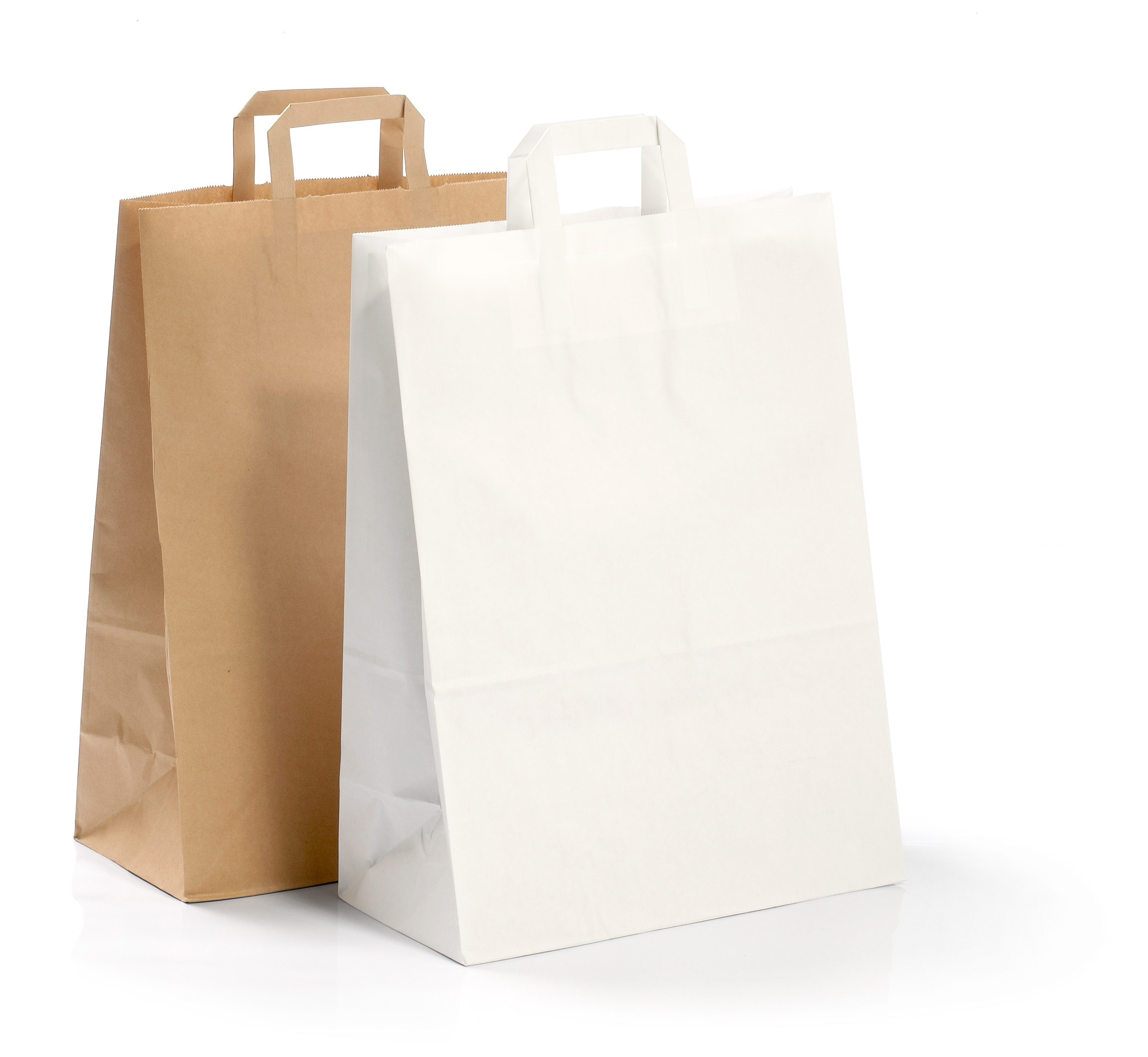 Papiertaschen 320+160x440 mm 80 g/m² braun kraft, mit flachen Griffen